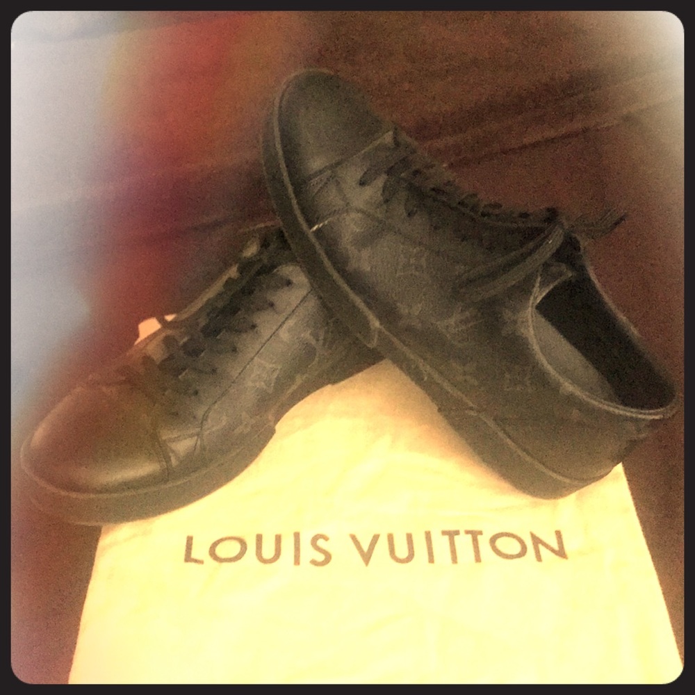 Black and gray Louis Vuitton sneakers
